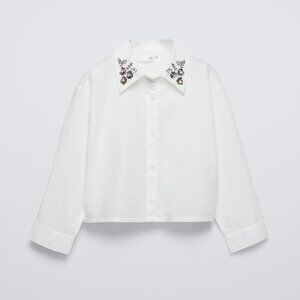 zara SHIRT WITH RHINESTONE COLLAR size 11-12